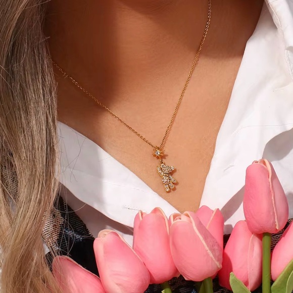 Teddy Bear Necklace, Stainless Steel - Picture 2 of 2